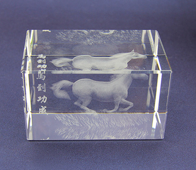 创意水晶3D内雕制作款式【马到功成水晶3D内雕摆件定制】