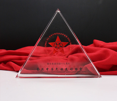 创意水晶奖牌制作款式【三角星水晶奖杯奖牌定制】